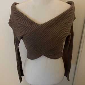 Solemio Chocolate Off-Shoulder Sweater